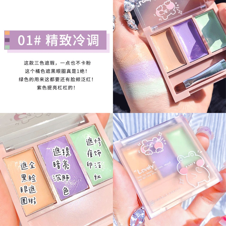 (Hàng Mới Về) Bảng Phấn Che Khuyết Điểm Ba Màu Dưỡng Ẩm Che Phủ Quầng Thâm Và Tàn Nhang | BigBuy360 - bigbuy360.vn