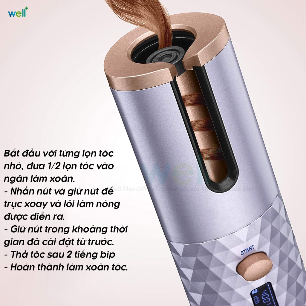 Máy Uốn Tóc Tự Động PinkBliss - 6 Chế Độ Không Dây, Làm Tóc Xoăn Chuẩn Salon Chuyên Nghiệp