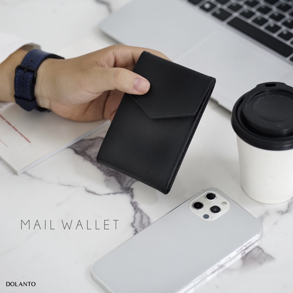 VÍ ĐỰNG THẺ MINI NAM NỮ Cardholder  MAIL Vân Saffiano Cao Cấp Nhập Khẩu Chống Thấm Nước Thương Hiệu DOLANTO