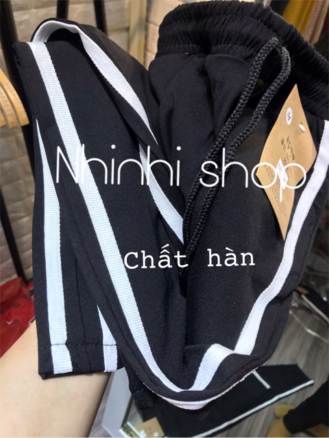Quần thể thao ống bo chất Umi hàn, Quần vải 2 sọc cạp chun co giãn TT992 -  NhiNhi Shop