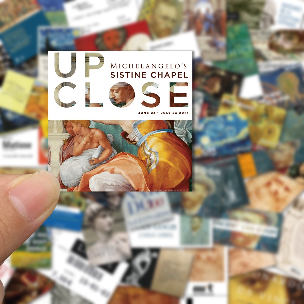 Set 50 miếng dán trang trí laptop hành lý in hình tranh vẽ nghệ thuật