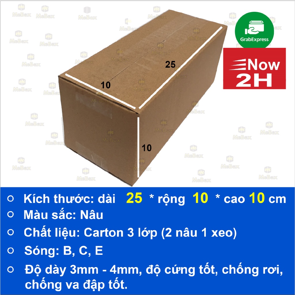 thùng carton 25x10x10 bộ 20 trơn không in