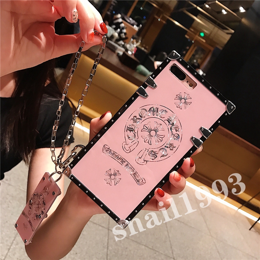 OPPO Reno3 Pro A91 A31 Realme 5 Vivo V17 V17 Pro S1 Pro Huawei P40 P40 Pro Samsung S20 S20 Plus S20 Ultra A91 A81 A71 A51 Fashion Vogue Pink Chrome Heart Chian Soft Square Phone Case