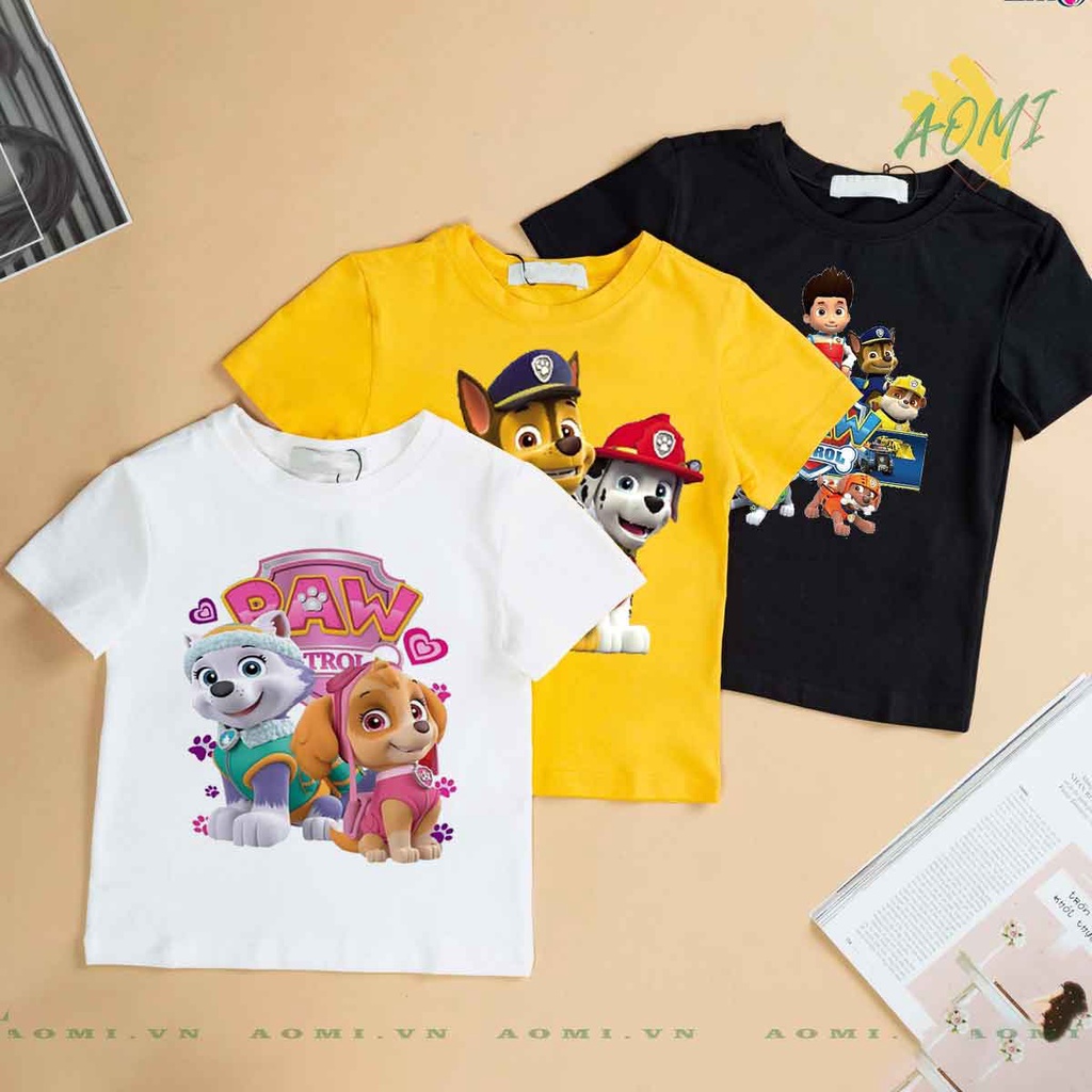 ÁO THUN UNISEX đội chó cứu hộ PHÔNG VÀNG TAY NGẮN NAM NỮ GIA ĐÌNH CẶP ĐÔI SIZE TRẺ EM BÉ TRAI GÁI AOMIVN