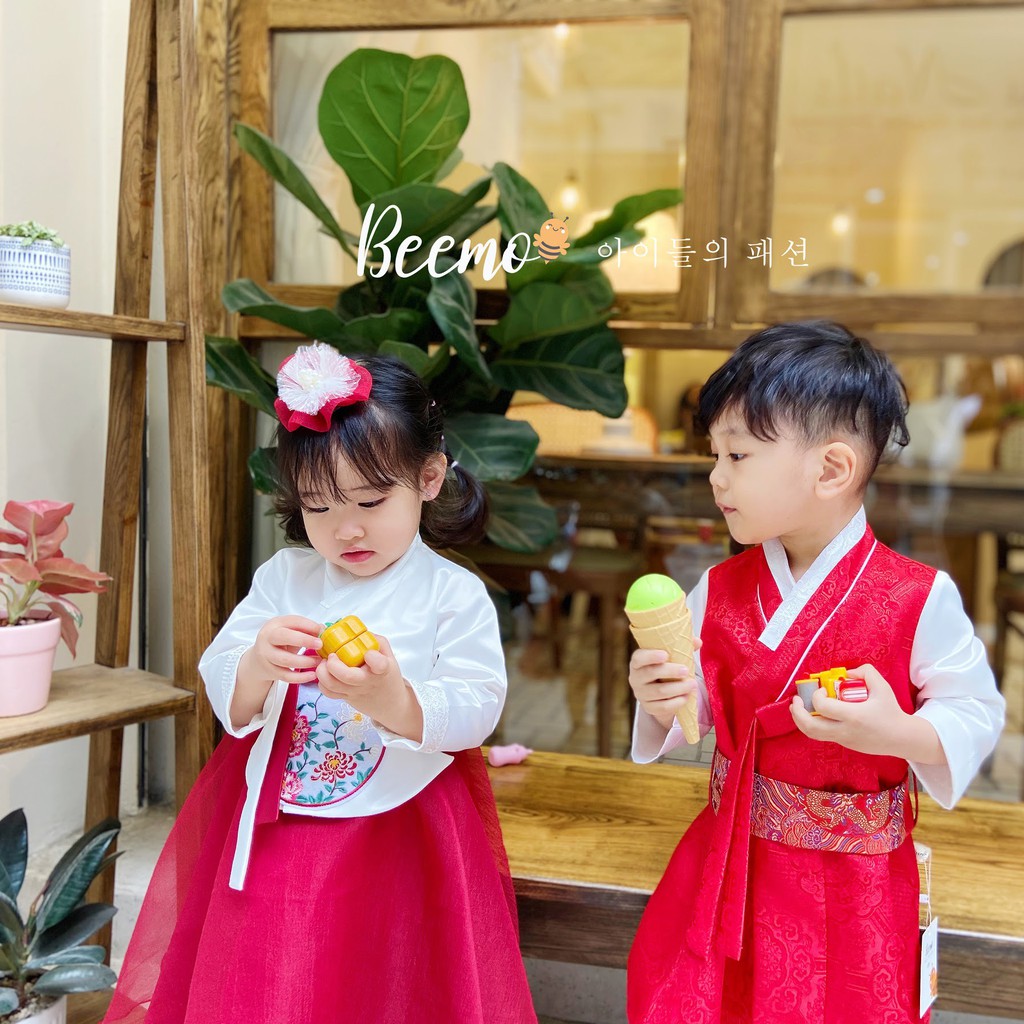 [Mã FADEP2212 giảm 10k đơn từ 99k] Áo dài Hanbok cho bé BEEMO, Chất liệu gấm Hàn phối chân váy tơ B041