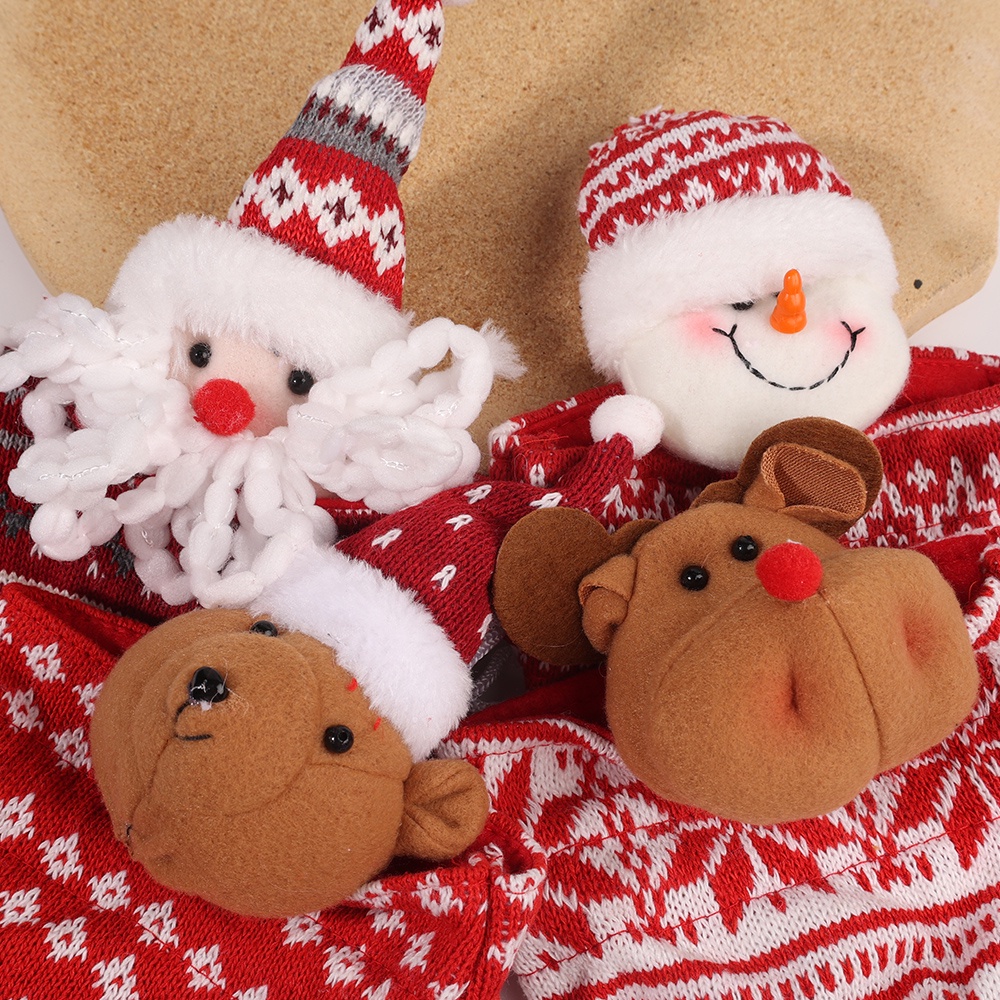 1 túi đựng kẹo Giáng Sinh bằng len cho trẻ em [Xmas Eve Apple Túi quà tặng]
