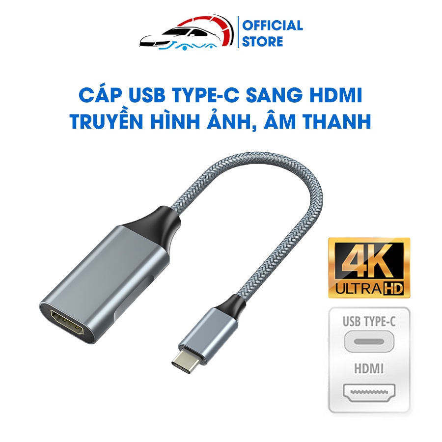 Cáp USB Type C sang HDMI tuyền tải hình ảnh, âm thanh từ điện thoại, máy tính sang TV, máy chiếu