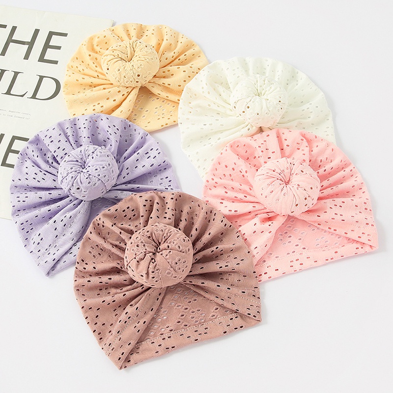 Mũ turban màu trơn thiết kế mới thoáng khí thời trang mùa hè cho bé