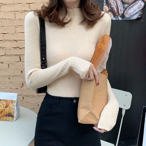 Áo Giữ Nhiệt Nữ Knitted Coat Women's Long Sleeve New Slim Solid Color Top