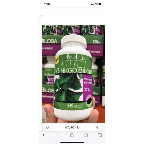 Viên Uống Bổ Não Trunature Ginkgo Biloba 120mg 340 Viên