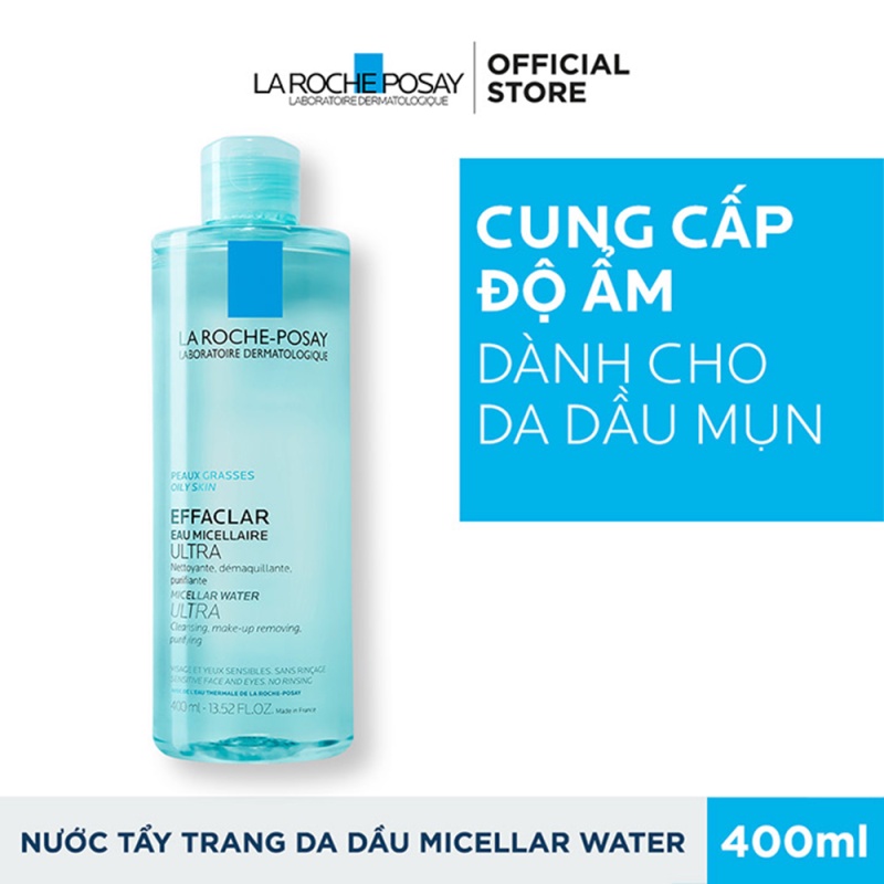 Nước làm sạch sâu và tẩy trang dành cho da dầu nhạy cảm La Roche-Posay Effaclar Micellar Water 400ml