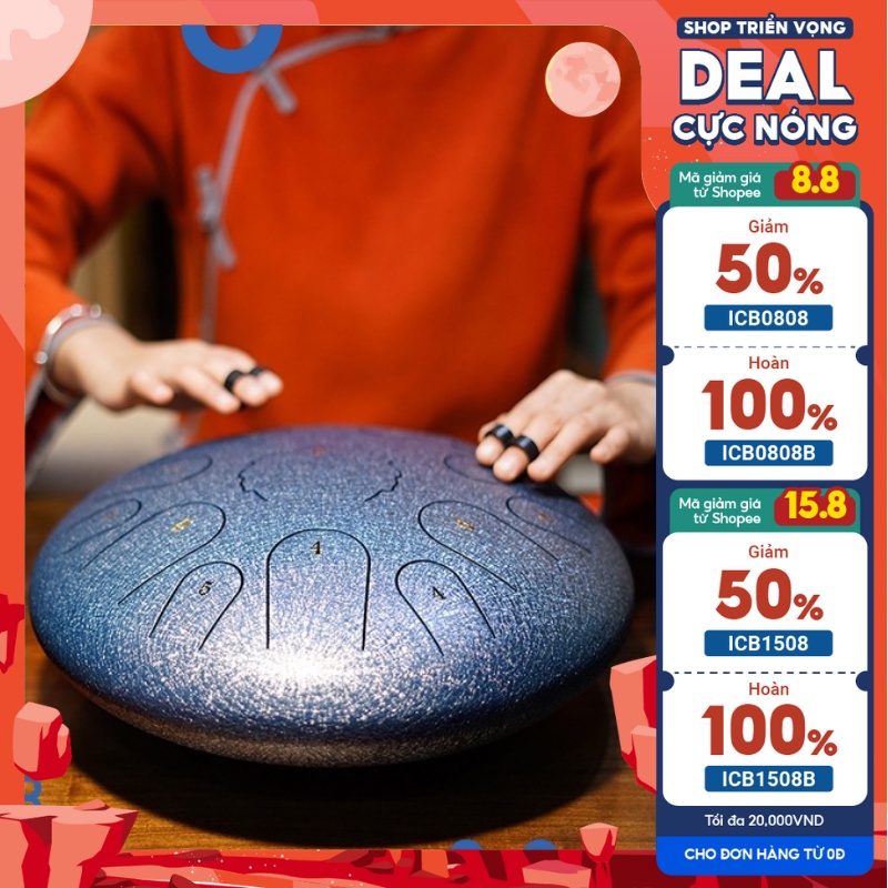 Trống Lưỡi Thép - Trống Không Linh - Tank Drum 15/13 Note Đầy Đủ Phụ Kiện