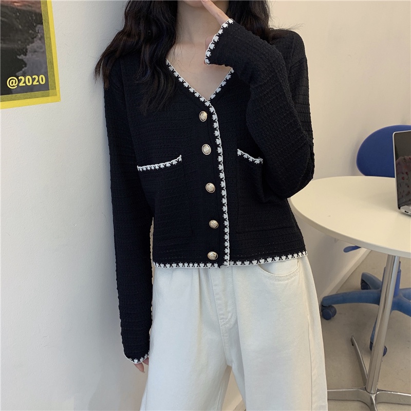 Áo khoác cardigan ZHELIHANGFEI dệt kim tay dài cổ chữ V thời trang dành cho nữ