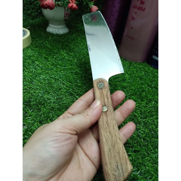 Dao inox cán gỗ 2 đinh có khắc triện