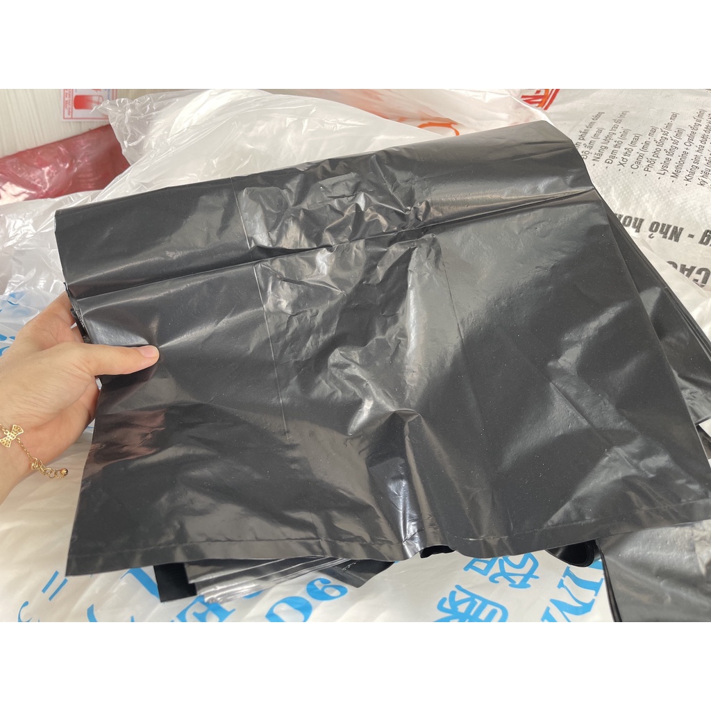 1Kg Túi Nilon đen bóng dẻo 2 quai đựng rác, gói hàng - loại dày, đủ size.
