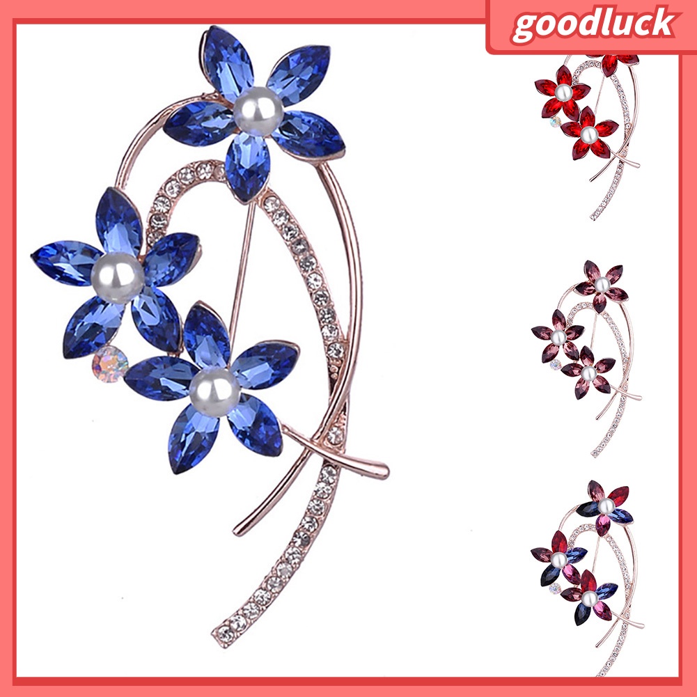 Trâm Cài Áo Hình Hoa Đính Đá Và Ngọc Trai Nhân Tạo Thời Trang