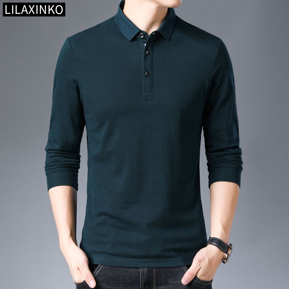 Áo Thun Polo Tay Dài Vải Cotton 3 Màu Thời Trang Thu Đông Cho Nam