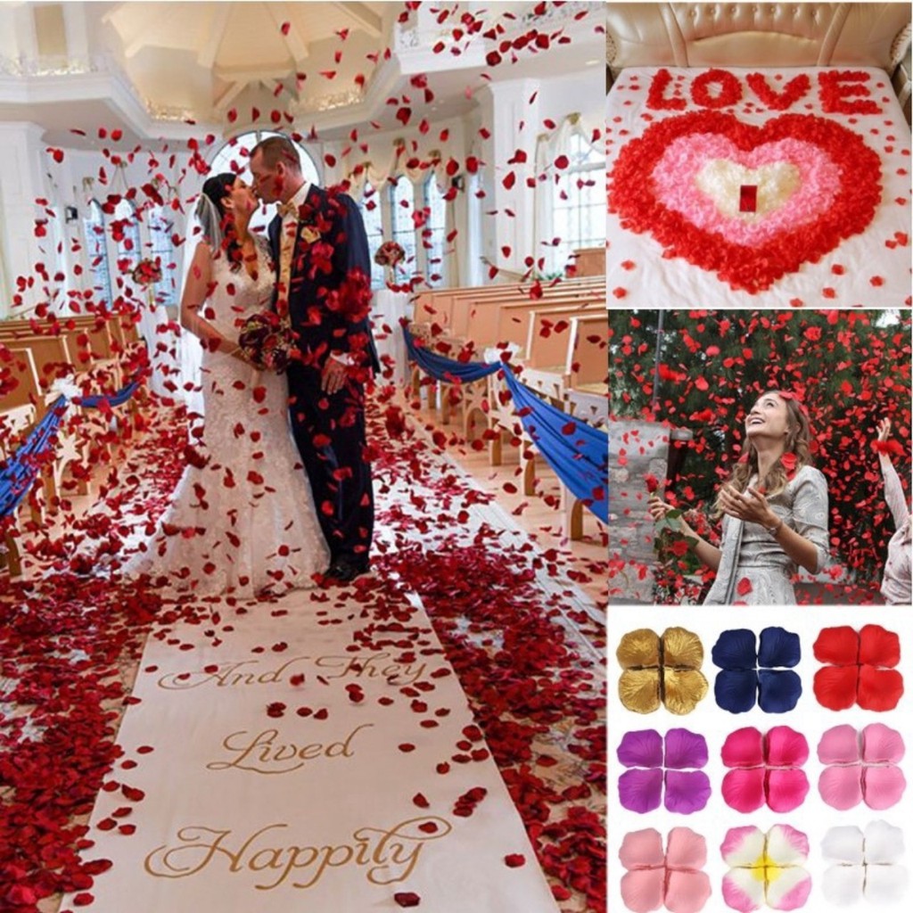Combo 100 cánh hoa vải, hoa giả trang trí phòng cưới, rải ga giường phòng tân hôn lãng mạn