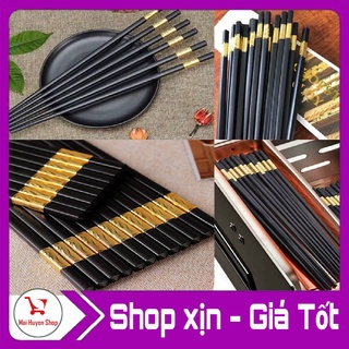 Hộp 10 Đôi Đũa Mạ Vàng Hàn Quốc - Đũa Ăn Cao Cấp Chống Trơn Trượt - Chống Mốc