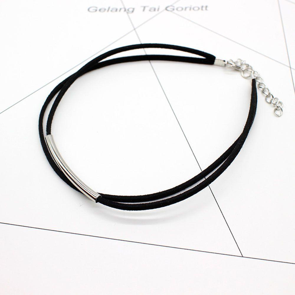 ANEMONE Vòng Cổ Choker Dây Đôi Bằng Nhung Đen Thời Trang Hàn Quốc