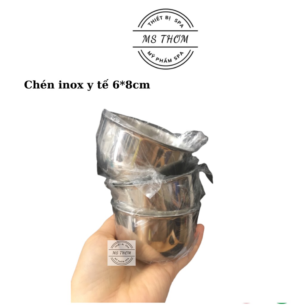 Chén, chum inox 8cm đựng cồn, nước muối, bông gòn trong y tế/spa/thẩm mỹ viện