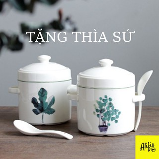 Thố chưng yến, hũ chưng yến bằng sứ cao cấp 450ml nhiều họa tiết