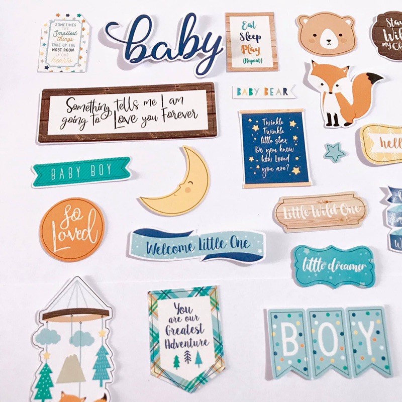 Die cut Sticker Baby Boy trang trí love box và scrapbook