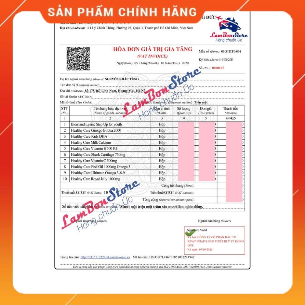 Sụn Vi Cá Mập Healthy Care Shark Cartilage 750mg hỗ trợ xương khớp - Úc shopnguyenanh88