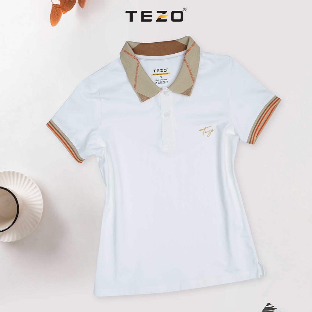 Áo polo nữ thiết kế bo màu be Tezo năng động trẻ trung 2205APCB05
