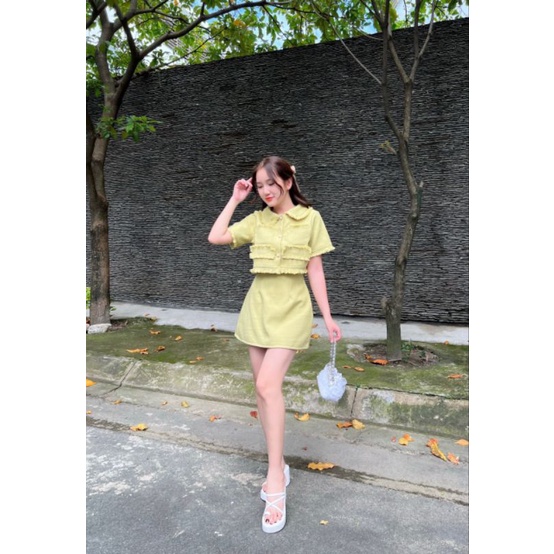 Set bố croptop + Chân váy chữ A