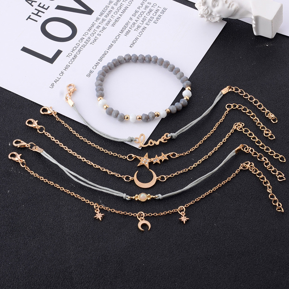 Set 6 Vòng Tay Kim Loại Phong Cách Retro Cho Nữ