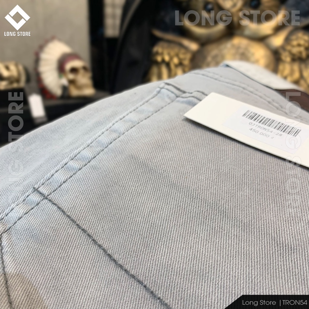 Quần jean nam trơn màu xám khói cao cấp ống đứng dáng ôm skinny chất bò co giãn LONGSTORE Tron54 | BigBuy360 - bigbuy360.vn