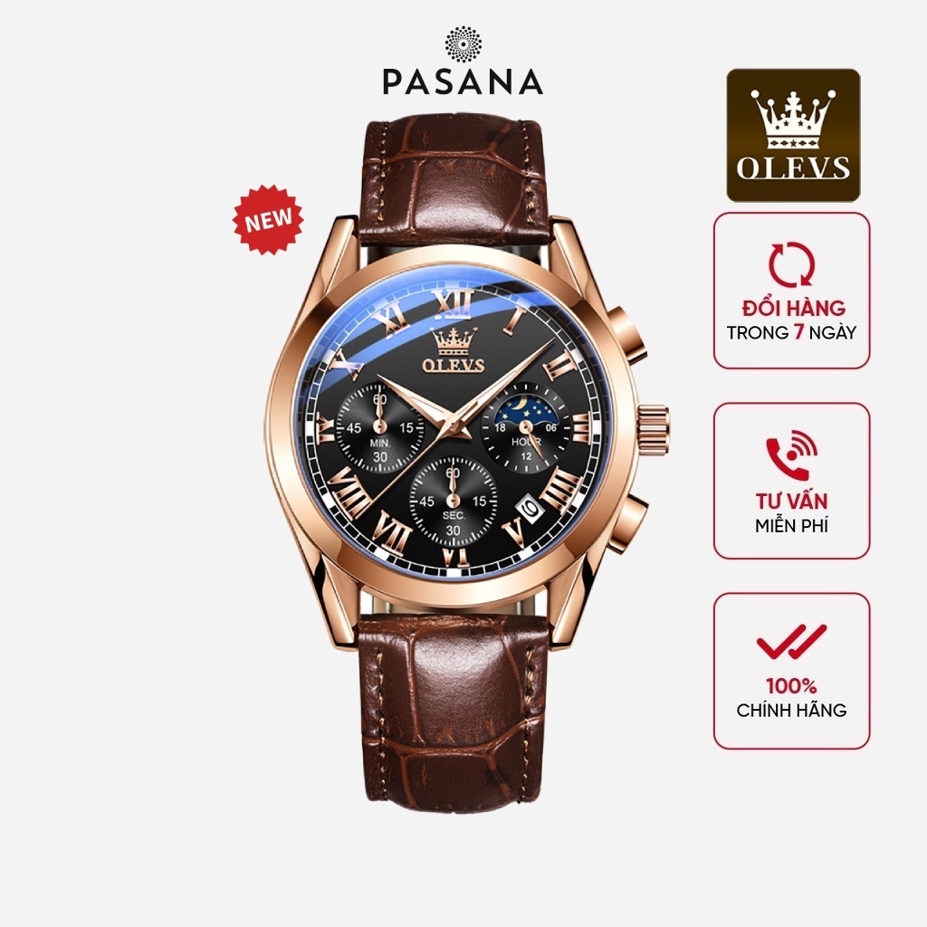 Đồng Hồ Nam OLEVS 2871 FULL BOX Chính Hãng Chóng nước, Da cá sấu cao cấp