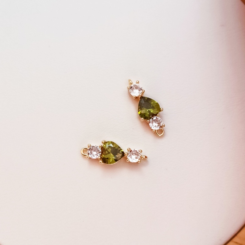 Mặt Dây Chuyền Hình Trái Tim Đính Đá Zircon Màu Vàng Đồng 14k Sang Trọng diy