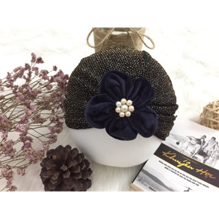 MŨ TURBAN KIM TUYẾN NHŨ ĐEN