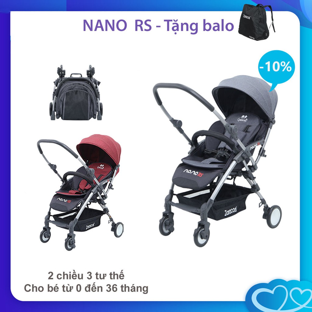 Xe đẩy 2 chiều 3 tư thế gấp gọn cho bé Zaracos NANO RS ( HÀNG CHÍNH HÃNG )