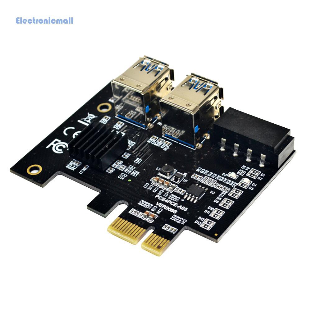 ElectronicMall01 PCI-E to PCIe Adapter 1x to 16x 1 to 4 USB 3.0 Riser for BTC Mining Molex 4 Pin