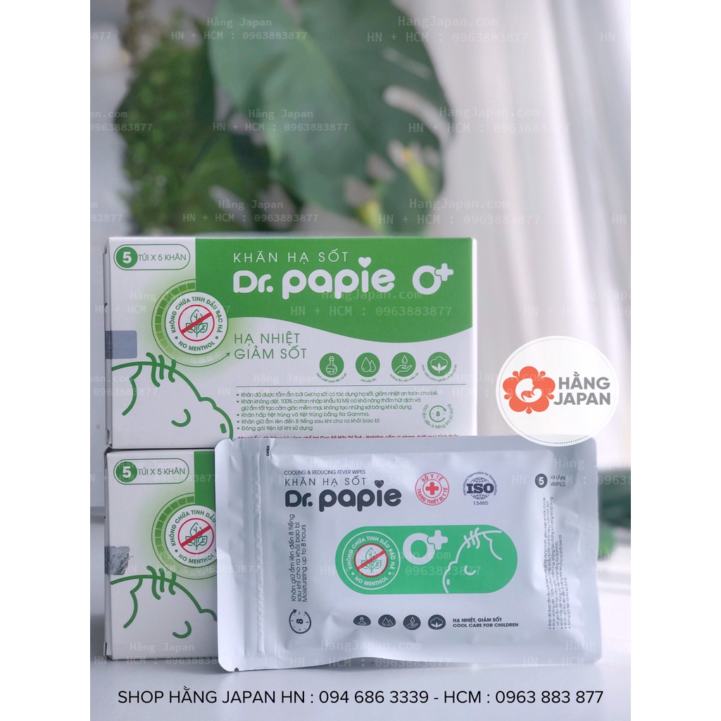 Khăn lau mát hạ sốt Dr.papie cho bé từ 0 tháng tuổi