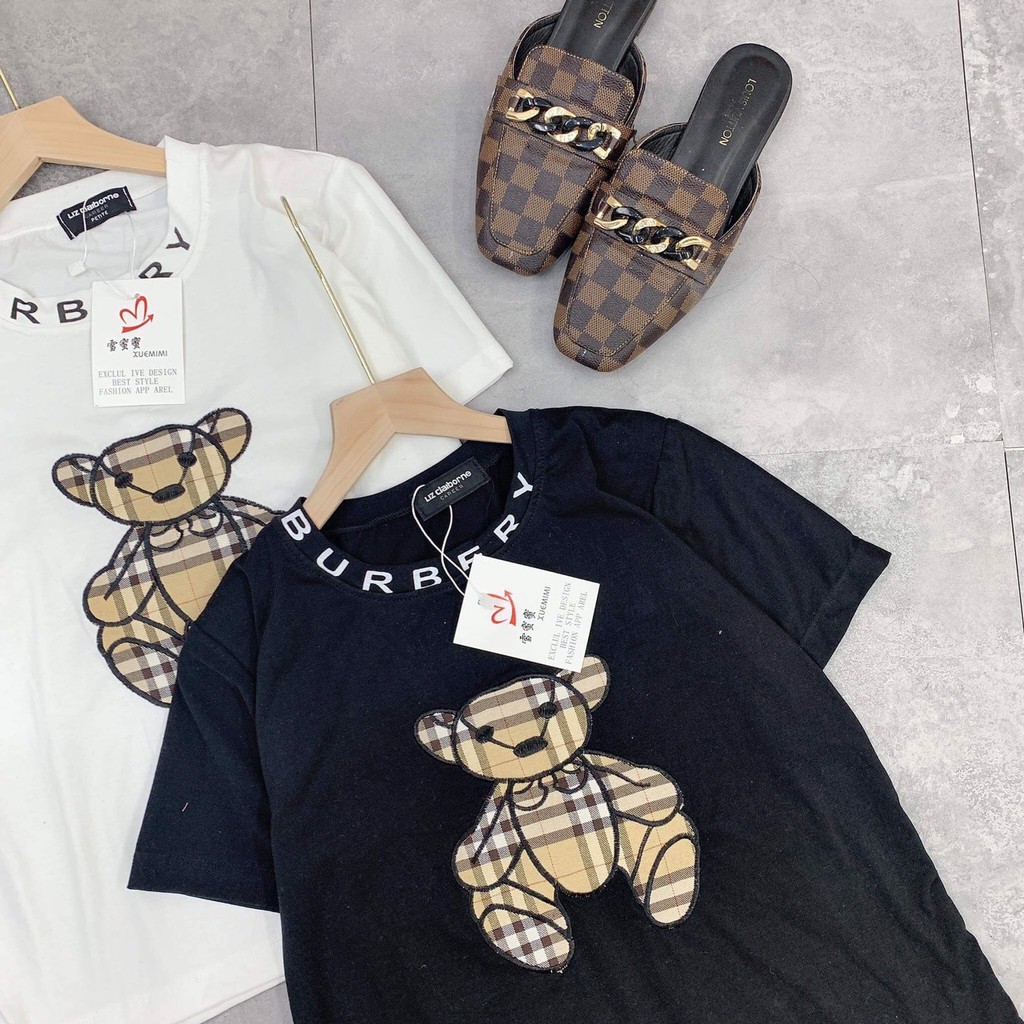 Set áo thun chân váy caro nữ Burberrry- Áo thun nữ 2 màu chân váy ngắn xoè