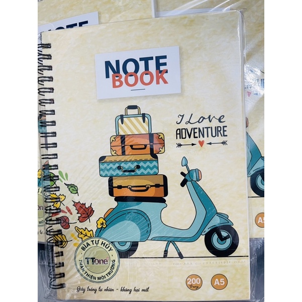Sổ tay xoắn mẫu kẻ ngang Vintage 200 trang giấy dày, đẹp
