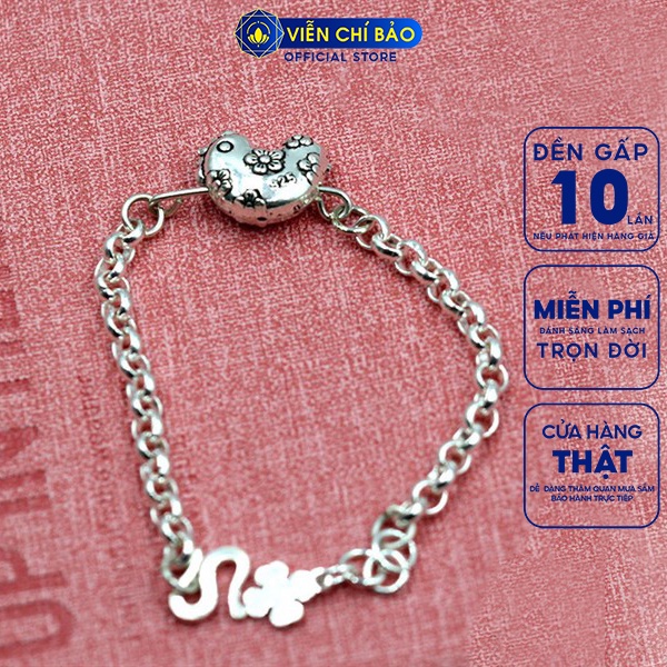 Lắc tay bạc nữ xích Charm hình gà trẻ em chất liệu bạc S925 Viễn Chí Bảo L400072