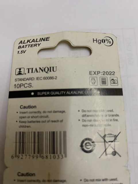 Bộ 10 pin nút áo 1,5v AG3/LR41H thay thế pin cho đèn led nhỏ, đồng hồ, máy tính, máy trợ thính