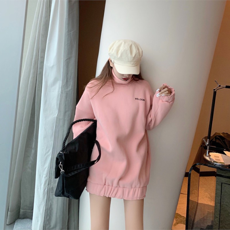 Áo thu đông nữ 2019 cổ cao phiên bản Hàn Quốc bo người kute áo thu đông dài tay
