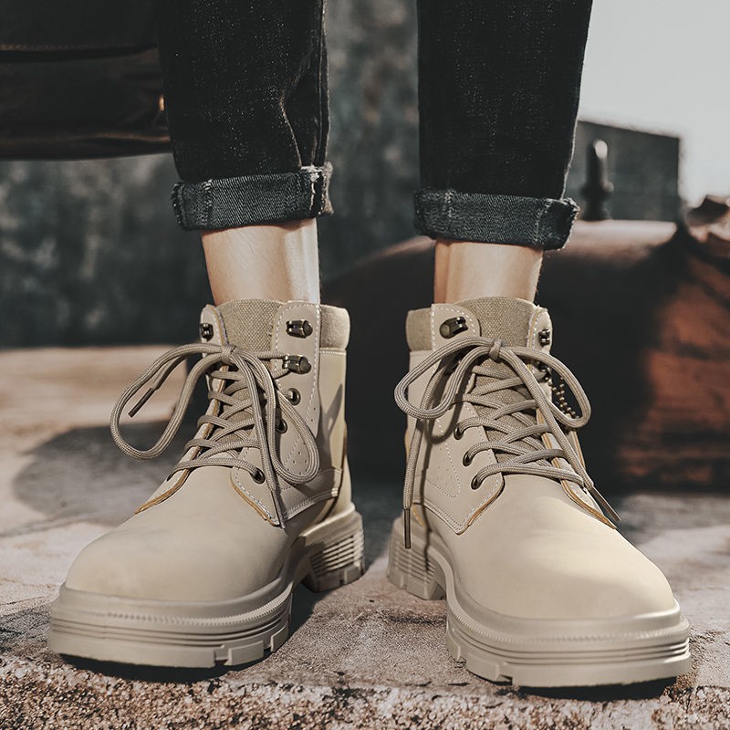 ♗♂Giày nam Martin boots cao cổ thoáng khí phiên bản Hàn Quốc của xu hướng thu đông mới mẻ thể thao học sinh