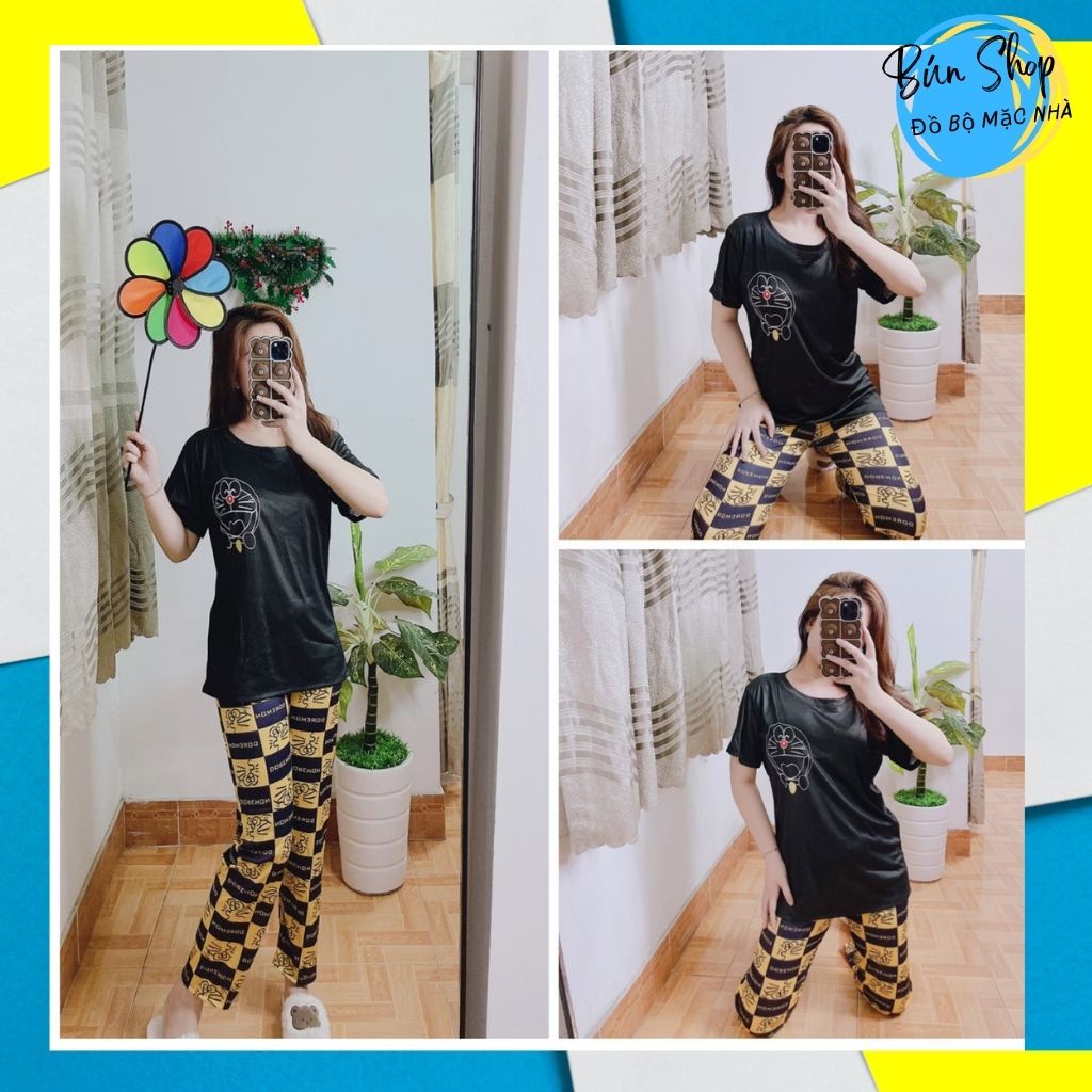 Đồ bộ nữ ngắn tay mặc nhà dễ thương,chất liệu thun lạnh mỏng thoáng mát,bộ đồ ngủ tay ngắn xinh xắn