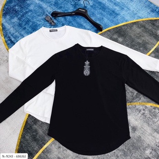 Áo nỉ đuôi tôm Longtee đen trắng đê mix - Áo nỉ đuôi tôm siêu nét