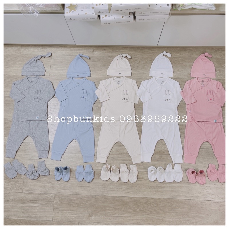 [chính hãng] Bộ sơ sinh Little Love LIL vải tăm mỏng (lil) cài chéo cài giữa