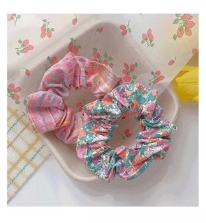 💐Cột tóc Scrunchies chủ đề hoa tím