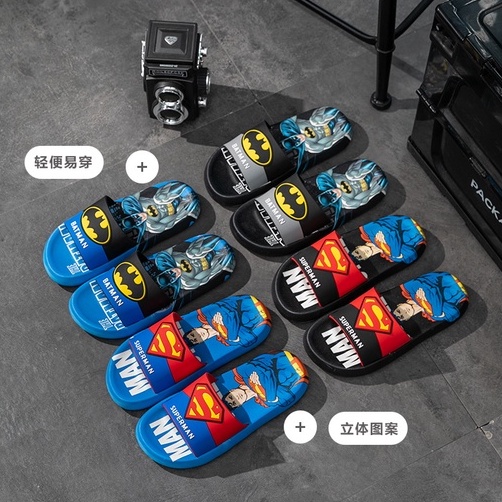 Dép lê Superman, Batman cho bé trai 4-10 tuổi, dép quai ngang hình siêu anh hùng Tulastore