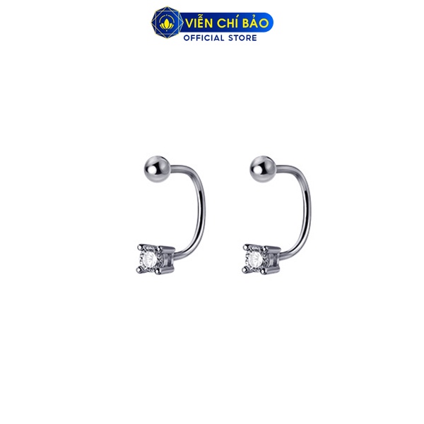 Bông tai bạc nữ chữ U đính đá chất liệu bạc 925 thời trang phụ kiện trang sức nữ thương hiệu Viễn Chí Bảo B400554